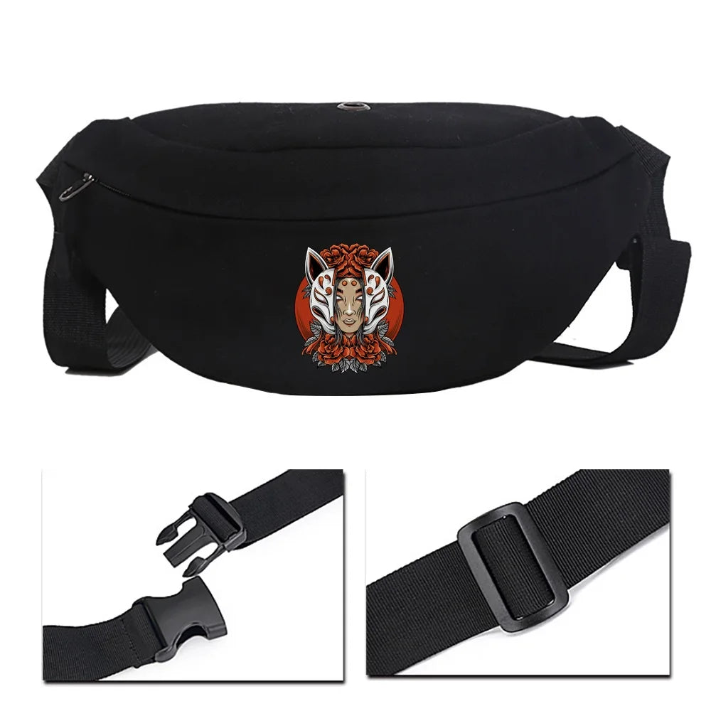 Japanese Anime Print Unisex Shoulder Bag Fitness Waist Chest Messenger Bag