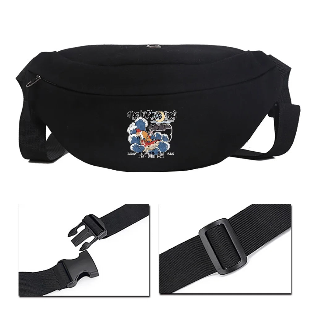 Japanese Anime Print Unisex Shoulder Bag Fitness Waist Chest Messenger Bag