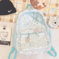 Harajuku Graffiti Backpack for Junior Students with Large Capacity