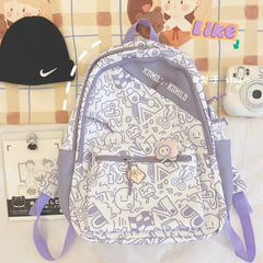 Harajuku Graffiti Backpack for Junior Students with Large Capacity