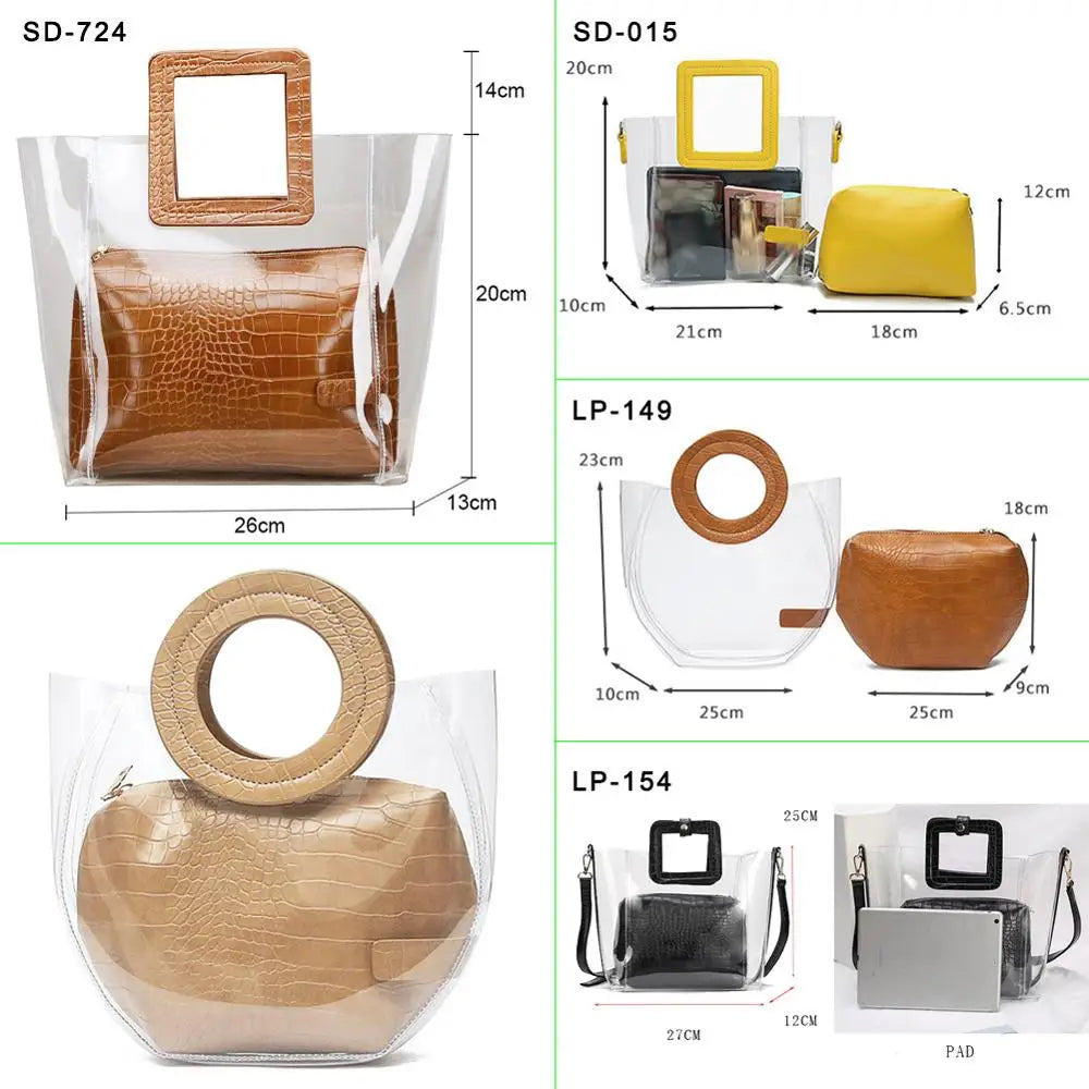 Clear Bucket Bag Transparent Shoulder Handbag Casual Shopping Scarves Messenger