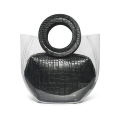 Clear Bucket Bag Transparent Shoulder Handbag Casual Shopping Scarves Messenger