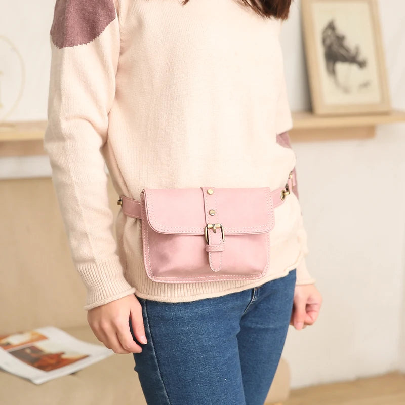 Vintage Style Leather Waist Bag Fanny Pack Pouch Belt