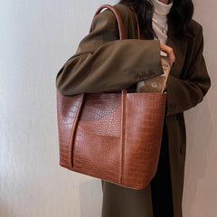 Large PU Leather Shoulder Bag for Women Winter Female Handbags
