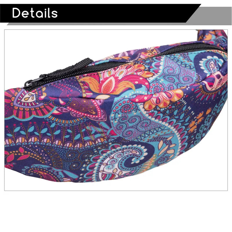 Women Fanny Pack 3D Printing Waist Bag for Traveling