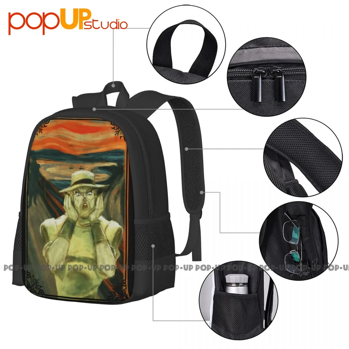 Joseph Joestar Jojos Bizarre Adventure The Scream Parody Anime Backpack