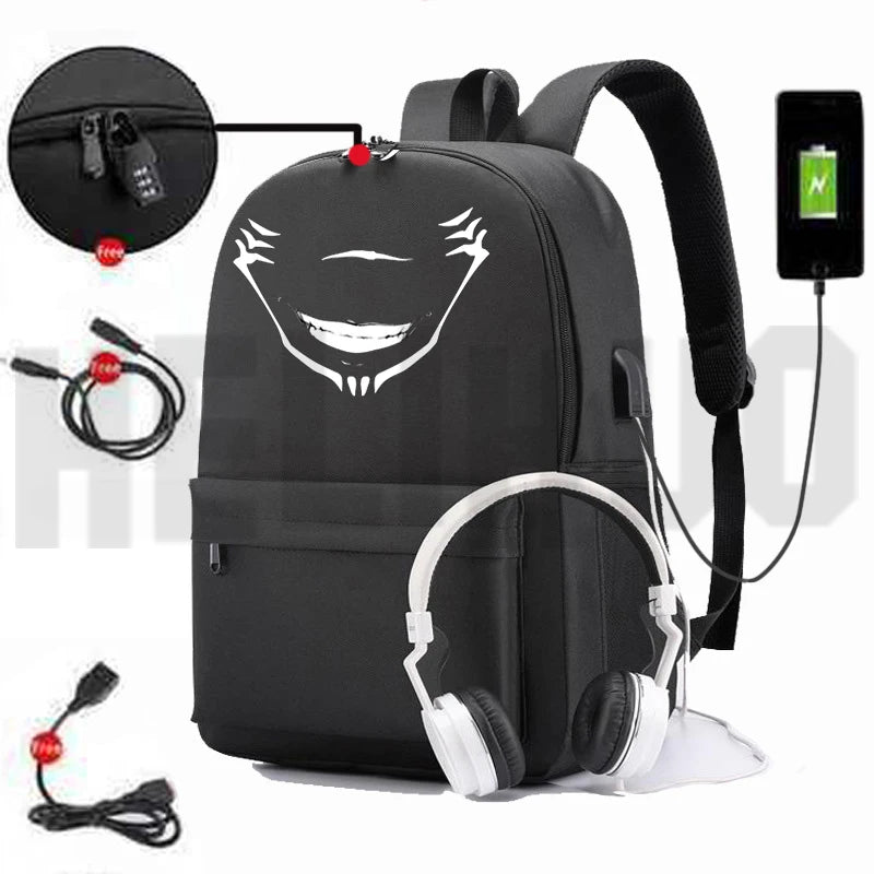Jujutsu Kaisen High Backpack Yuji Itadori USB Charging Bag SchoolBags