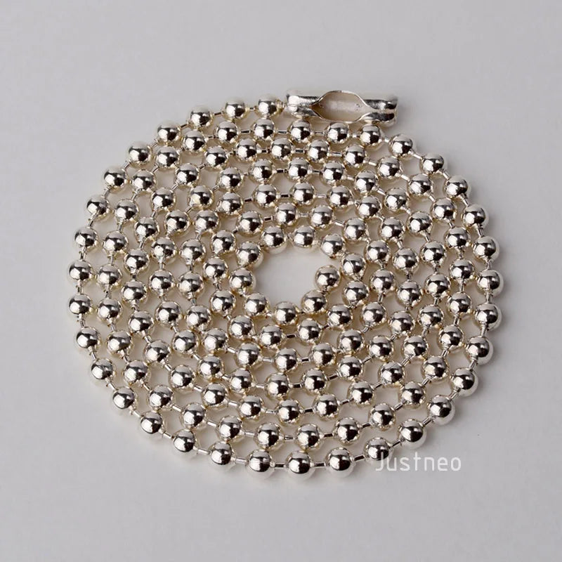 Solid 925 Sterling Silver Ball Chain Necklace 16-36inch