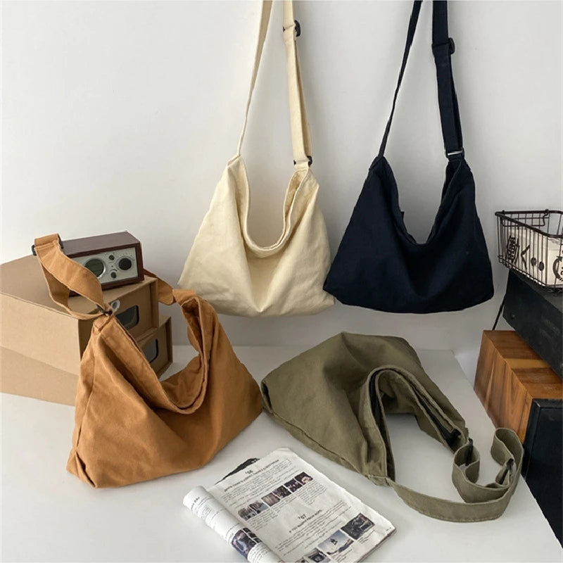 Women's Large Canvas Shoulder Bag Crossbody School Travel Purse