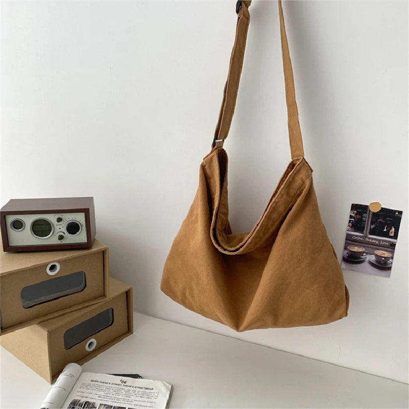 Women's Large Canvas Shoulder Bag Crossbody School Travel Purse