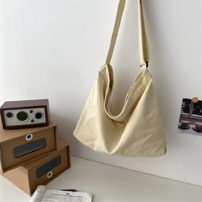 Women's Large Canvas Shoulder Bag Crossbody School Travel Purse