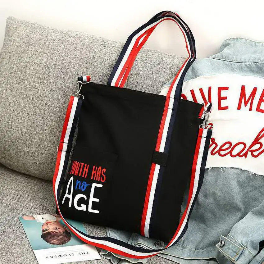 Girl Letter Canvas Tote School Shoulder Bag Purse Crossbody Bag