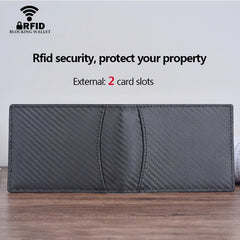 RFID Carbon Fiber Leather Men's Wallet Trifold Magic Money Purse