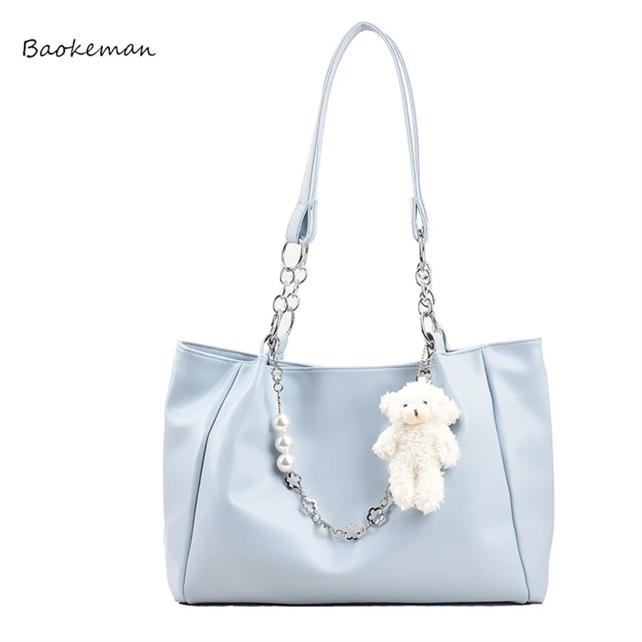 Kawii Leather Large Capacity Handbag Women Casual Tote Shopper