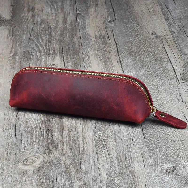 Vintage Leather Key Pouch Zipper Keychain Bag