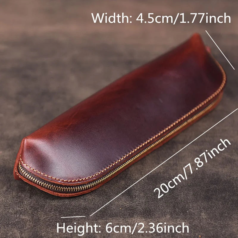 Vintage Leather Key Pouch Zipper Keychain Bag