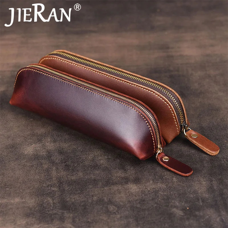 Vintage Leather Key Pouch Zipper Keychain Bag