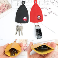 Key Holder Organizer PU Leather Keychain Pouch Protecter Cover Pull Type