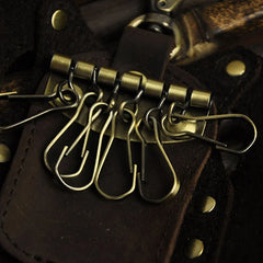 Men Car Remote Key Case Holder Chain Genuine Leather