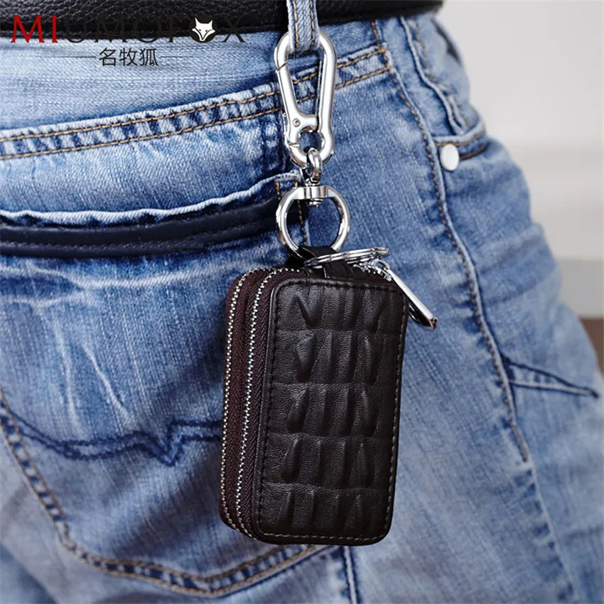 Unisex Alligator-grained Key Wallet Leather Case