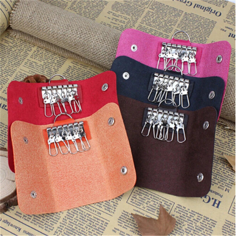 PU Leather Key Holder Organizer Manager with Buckle
