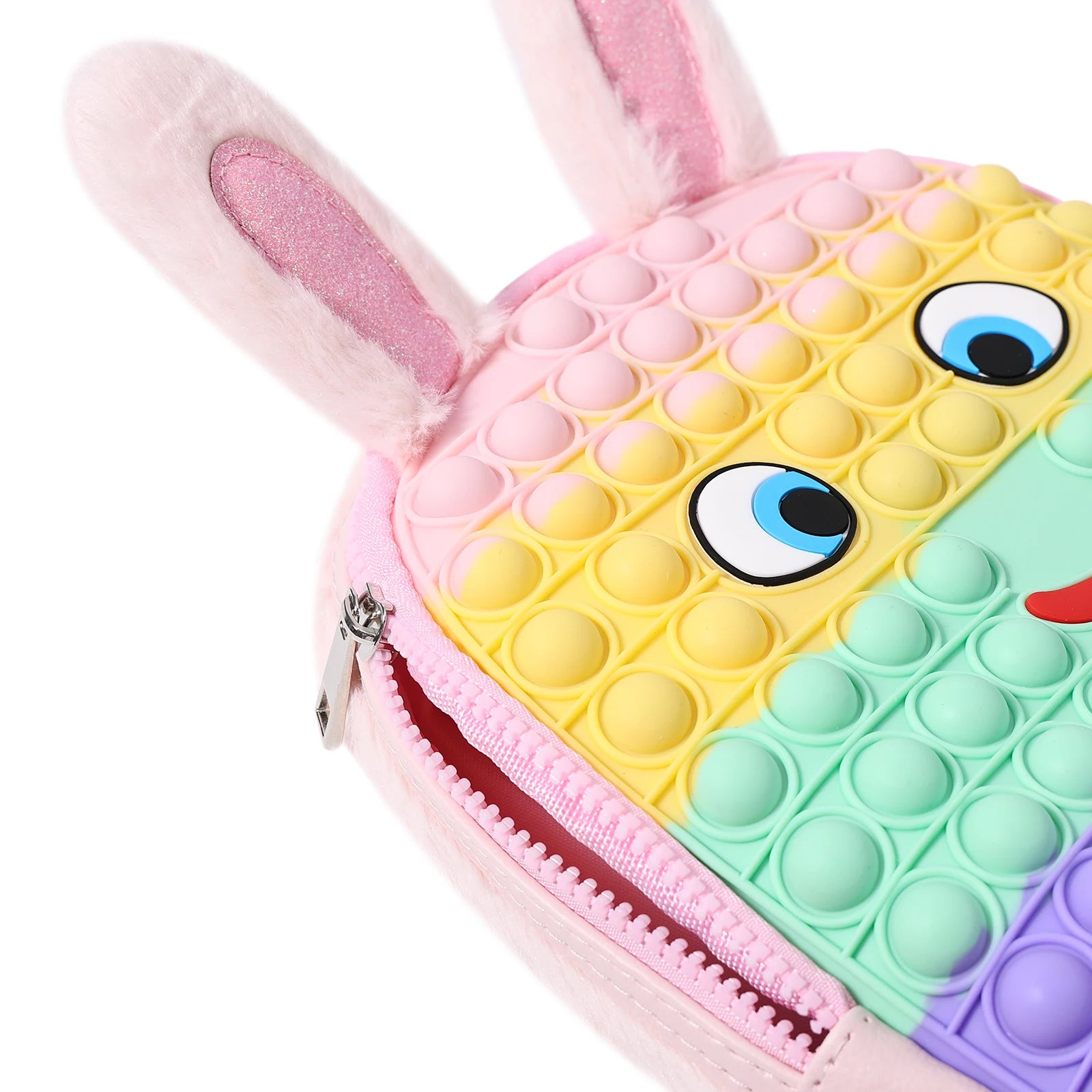Kid Backpack, Rabbit Shape Stress Relief Push Bubble Zipper School Bag