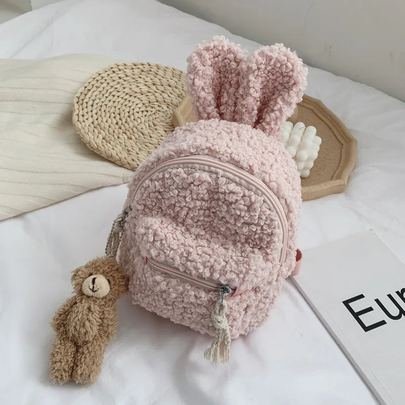 Kid Backpack Easter Mini Plush Rabbit Bag Children Plush Bear Pendant Shoulder B