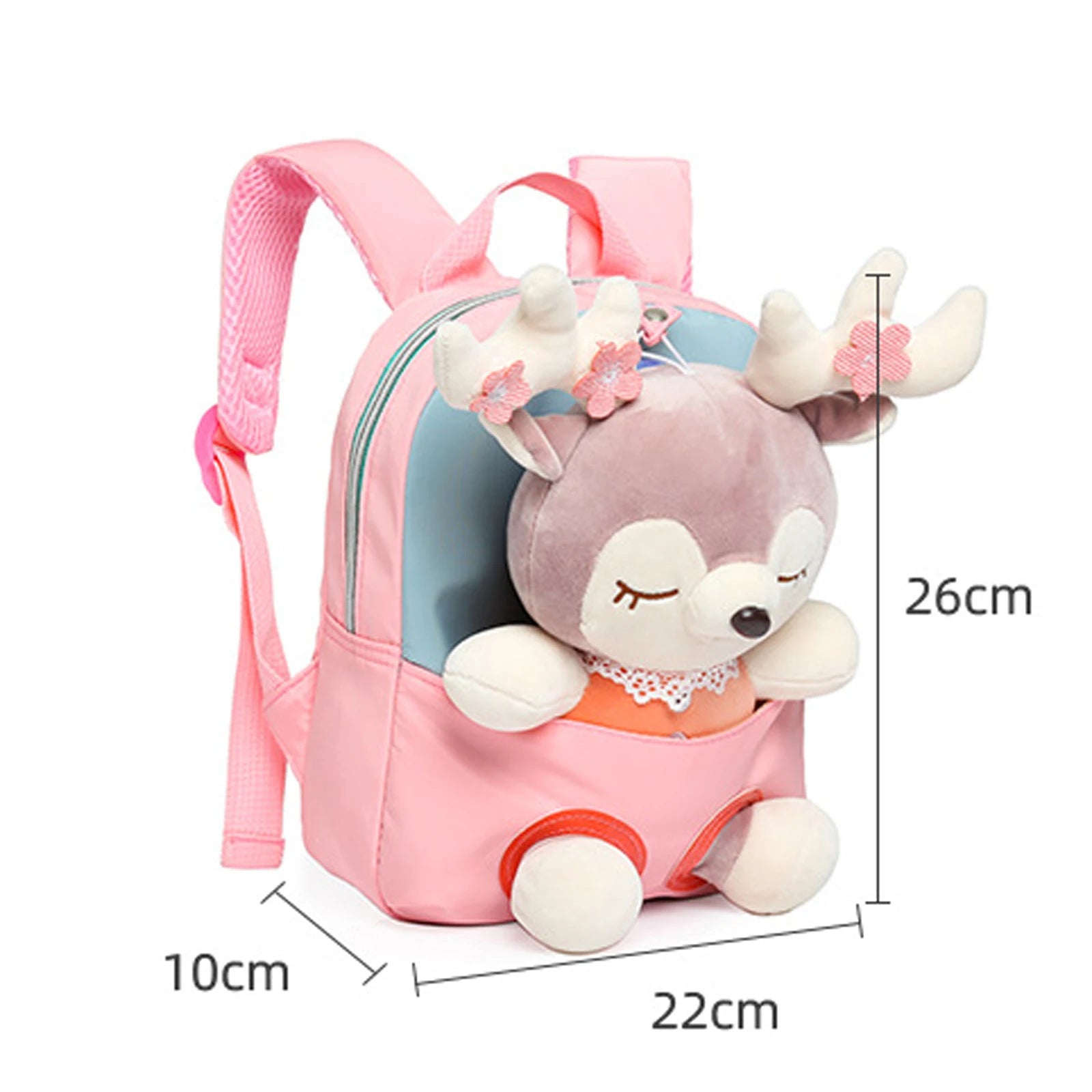 3D Elk Doll Cartoon Backpack Lightweight Large Capacity Girls School Bag