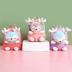 3D Elk Doll Cartoon Backpack Lightweight Large Capacity Girls School Bag