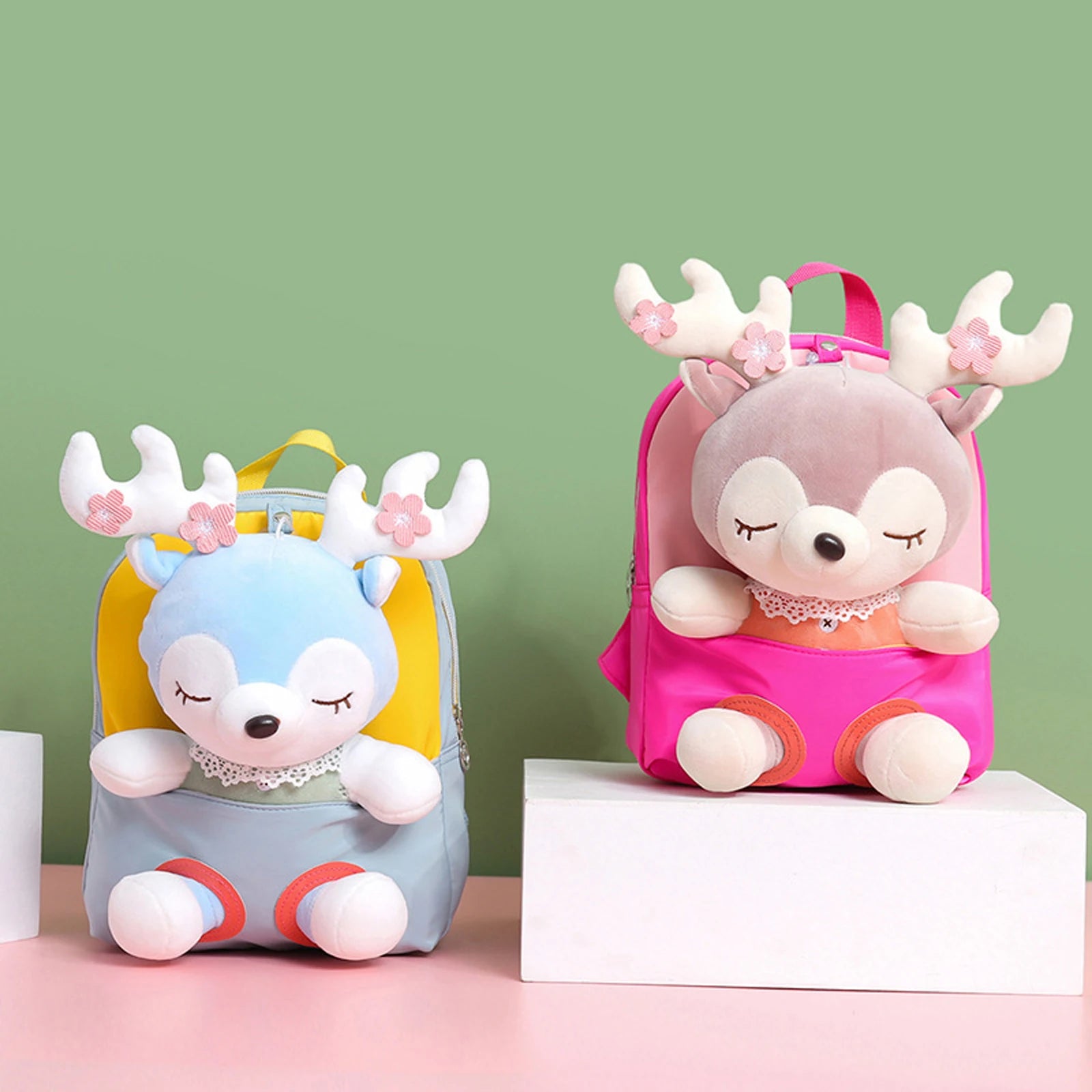 3D Elk Doll Cartoon Backpack Lightweight Large Capacity Girls School Bag