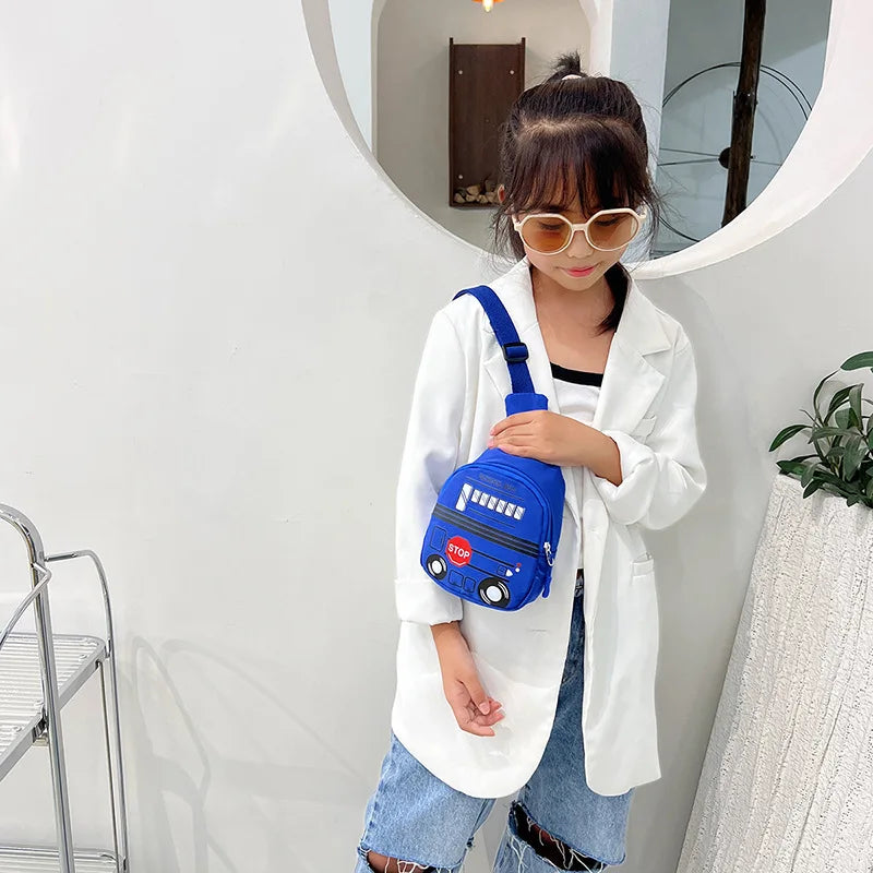 Kids Chest Bag Car Printed Crossbody Purse Waist Back Pack