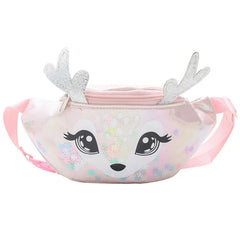 Kids Elk Print Waist Fanny Pack Belt Pouch Travel Hip Bum Shoulder Bag Purse