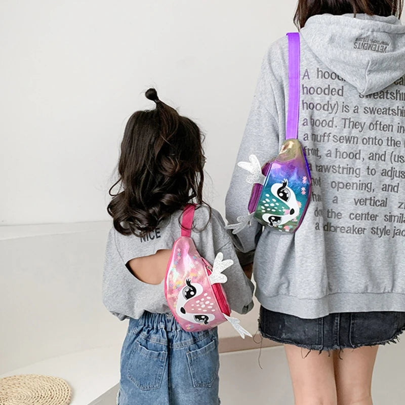 Kids Elk Print Waist Fanny Pack Belt Pouch Travel Hip Bum Shoulder Bag
