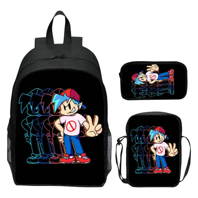 Kids Game Fri. Night Funkin Schoolbag Backpack Set for Students