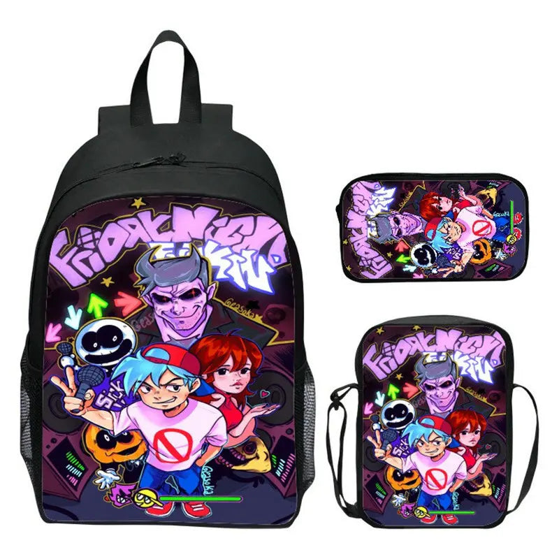 Kids Game Fri. Night Funkin Schoolbag Backpack Set for Students