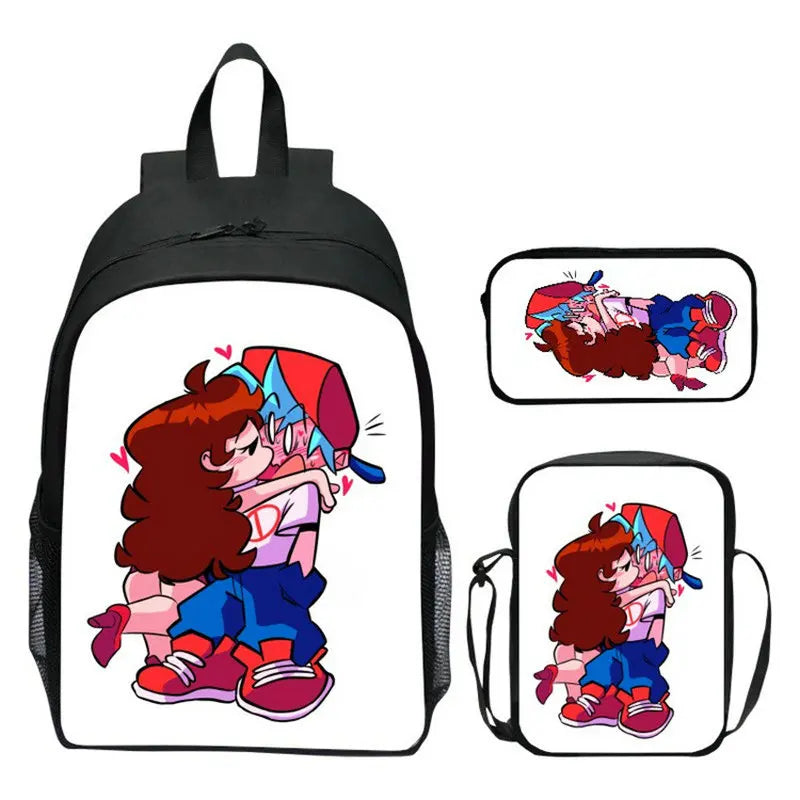 Kids Game Fri. Night Funkin Schoolbag Backpack Set for Students