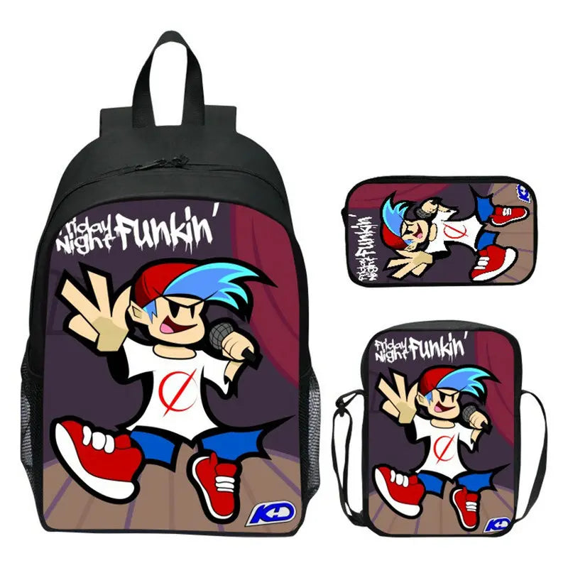 Kids Game Fri. Night Funkin Schoolbag Backpack Set for Students