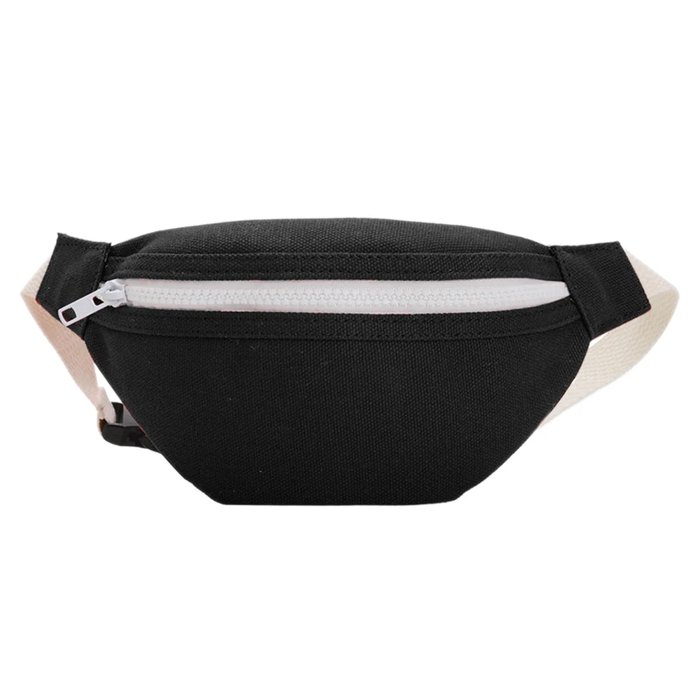 Girls Casual Waist Bag Pack Zip Canvas Chest Bum Belt Shoulder Pouch