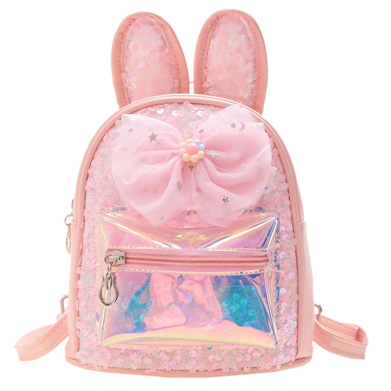 Kids Mini Laser Backpack Purse Rabbit Ear School Bags for Girls