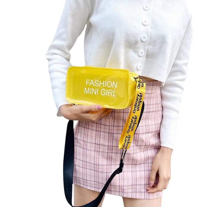 Kids See-Through Cross-Body Bag Letter Print Square Bucket Beach Bag