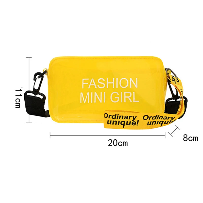 Kids See-Through Cross-Body Bag Letter Print Square Bucket Beach Bag