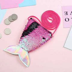 Mermaid Tail Sequins Coin Bag Kids Mini Shoulder Purse Zipper Coin Purse