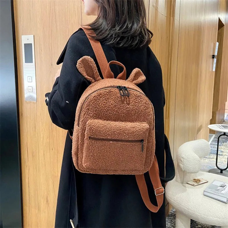 Kids Bunny Ear Plush Backpack - Kindergarten School Bag