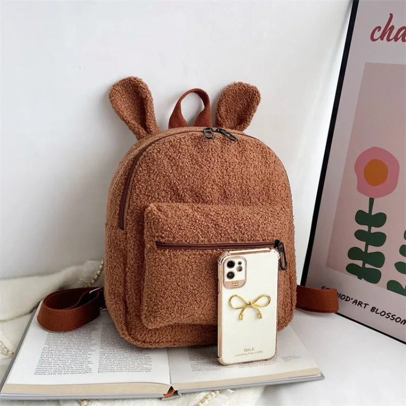 Kids Bunny Ear Plush Backpack - Kindergarten School Bag