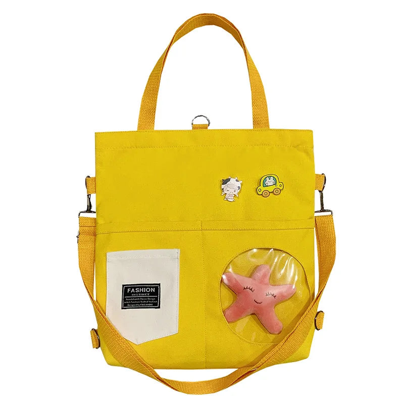 Korea Japan Women Backpack Canvas Bag Female Transparent Belt Starfish