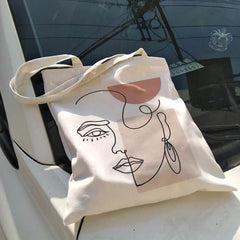 Korean Ulzzang Abstract Face Canvas Shoulder Bag