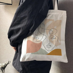 Korean Ulzzang Abstract Face Canvas Shoulder Bag