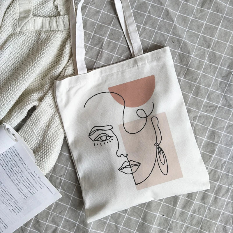 Korean Ulzzang Abstract Face Canvas Shoulder Bag