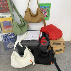 Korea Women's Bag Zipper Handbags Nylon Waterproof Totes