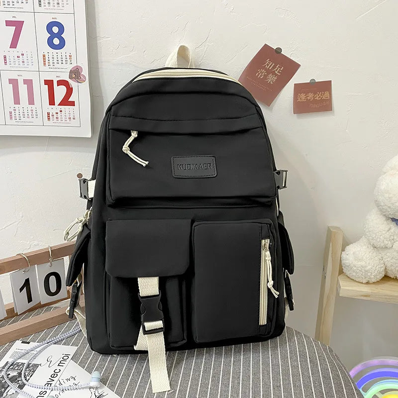 Canvas Large Capacity Backpack For Women Schoolbag For Teenager Girls